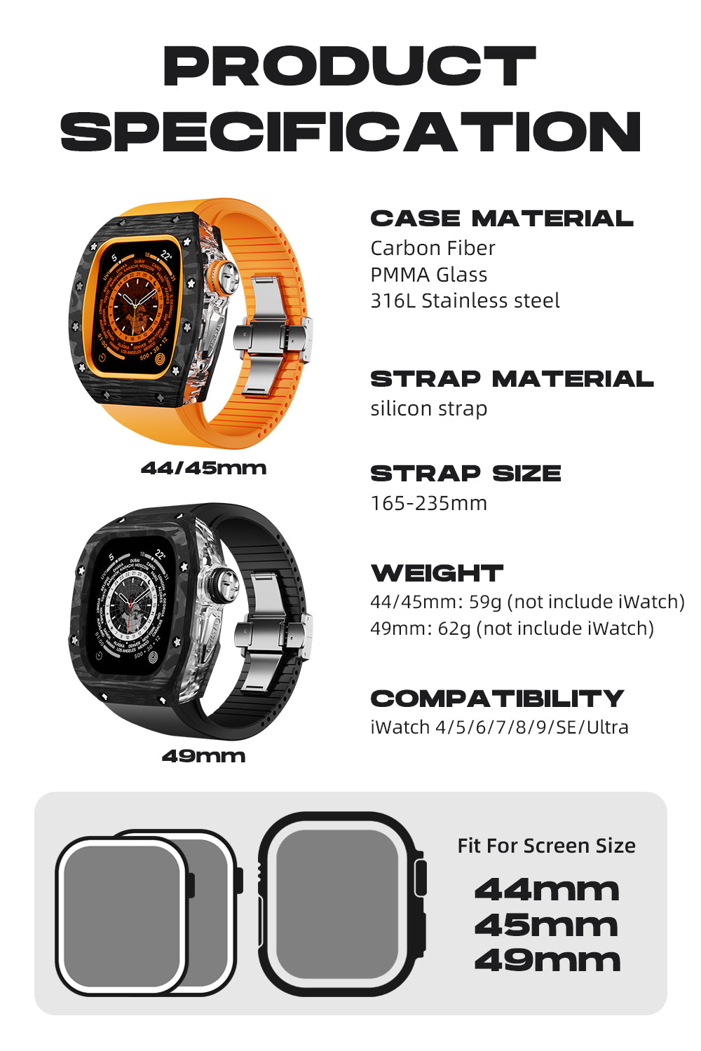Apple Watch 4/5/6/7/8/9 Case - Acrylic Glass Case