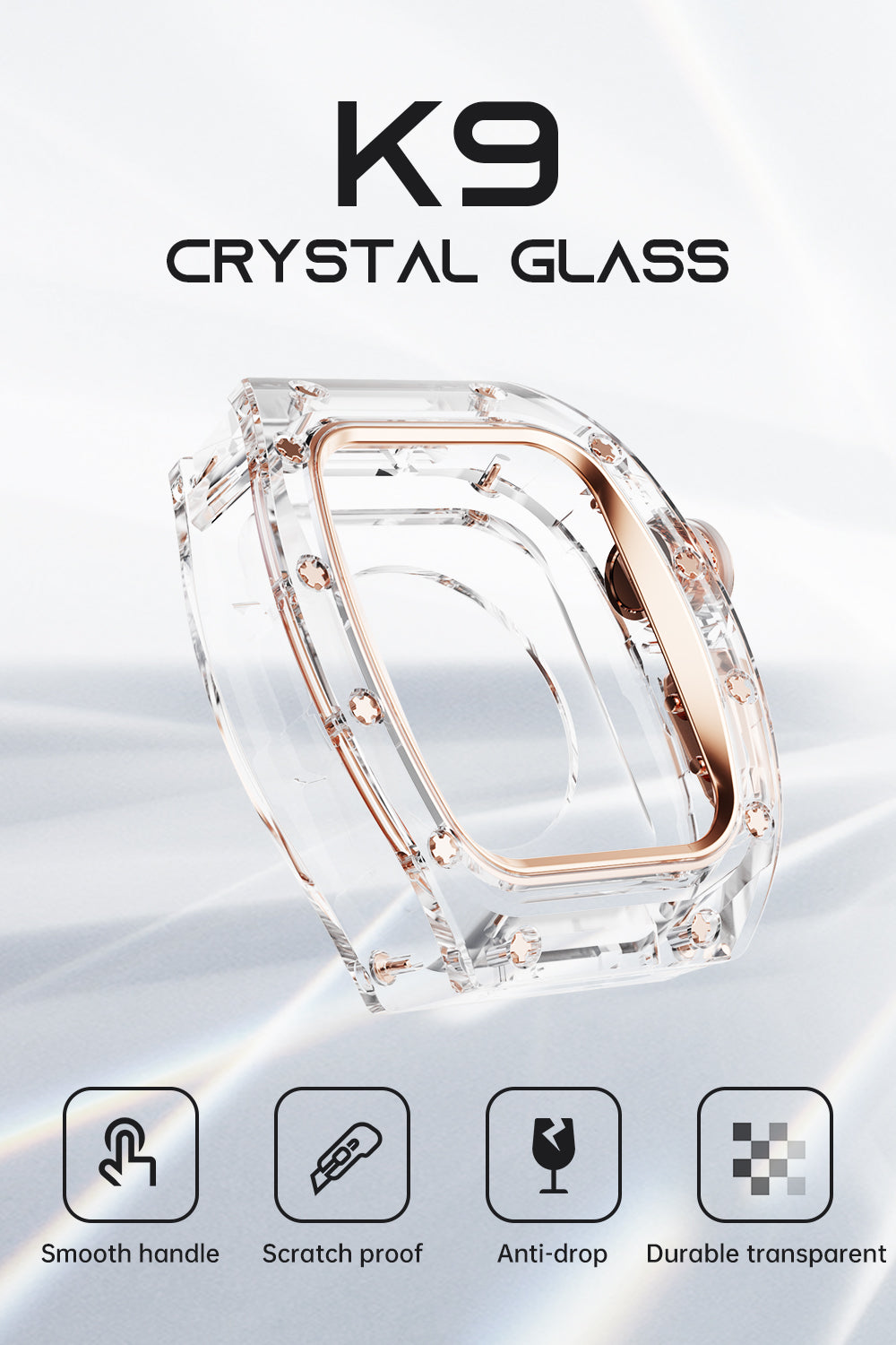 Apple Watch Case For Series 4/5/6/7/8/SE - K9 Grey Crystal Case