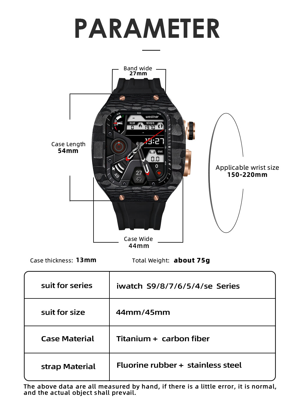 Apple Watch 4/5/6/7/8/9 Case - Carbon Fiber Titanium Case