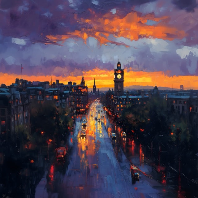 Edinburgh Castle Sunset Digital Wallpaper
