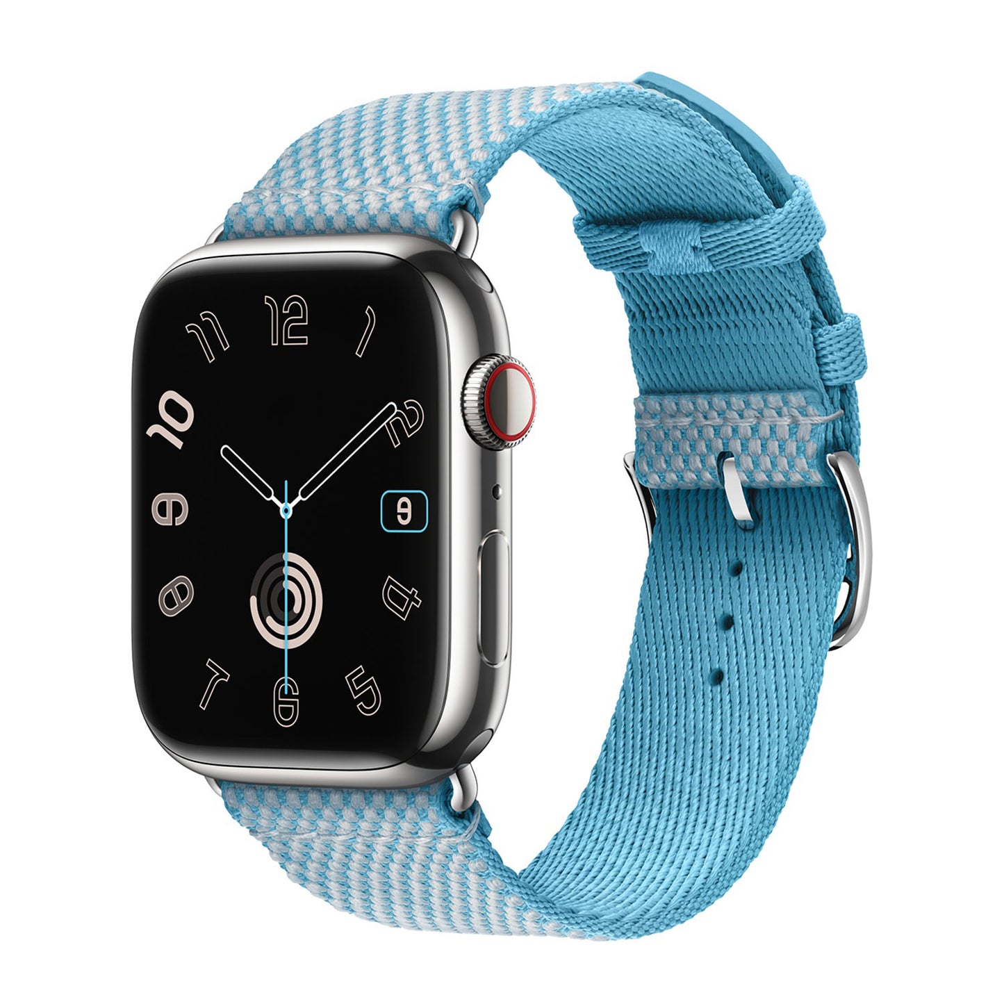 Textured Canvas-Style Nylon Strap for Apple Watch - Bleu Céleste / Ecru