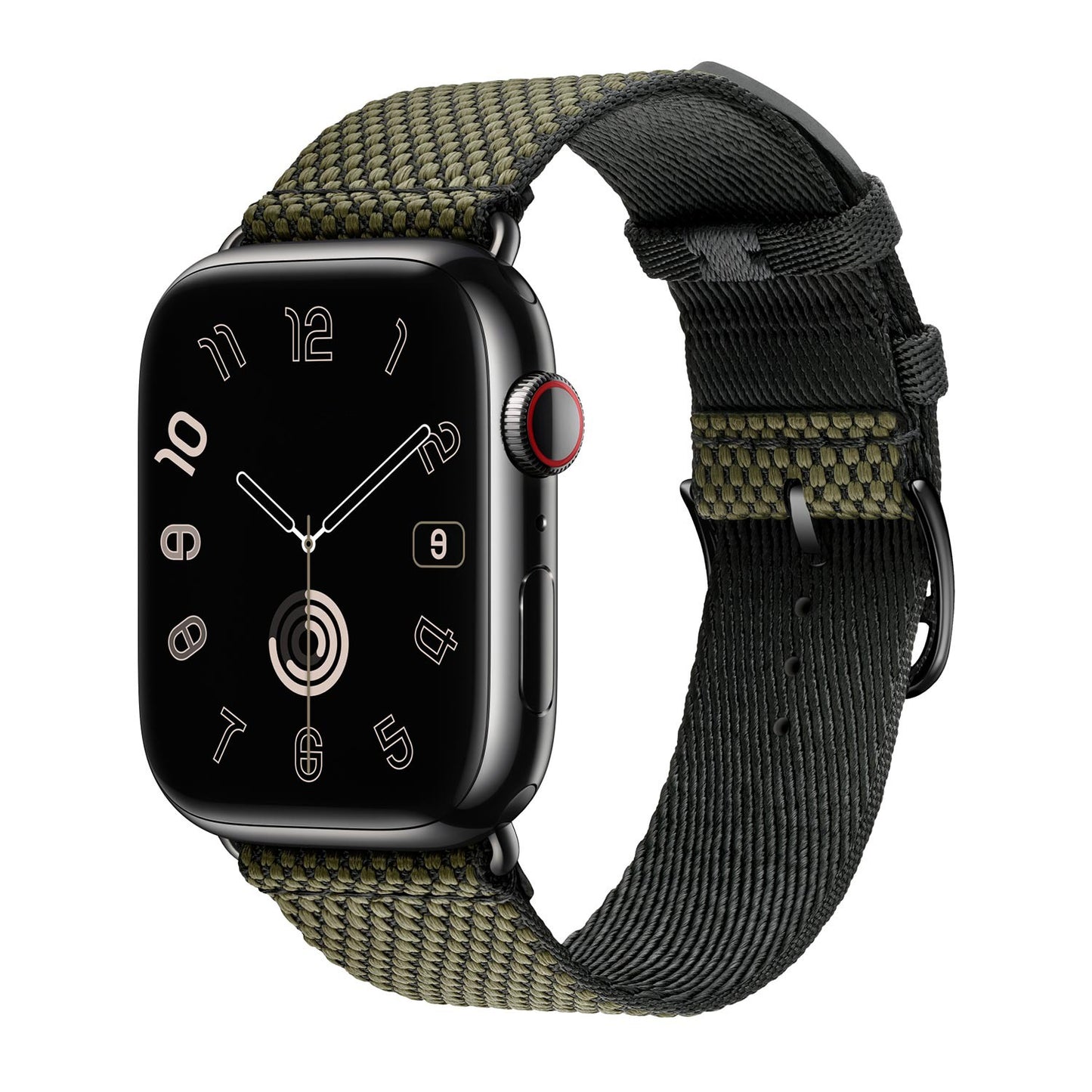 Textured Canvas-Style Nylon Strap for Apple Watch - Vert / Noir