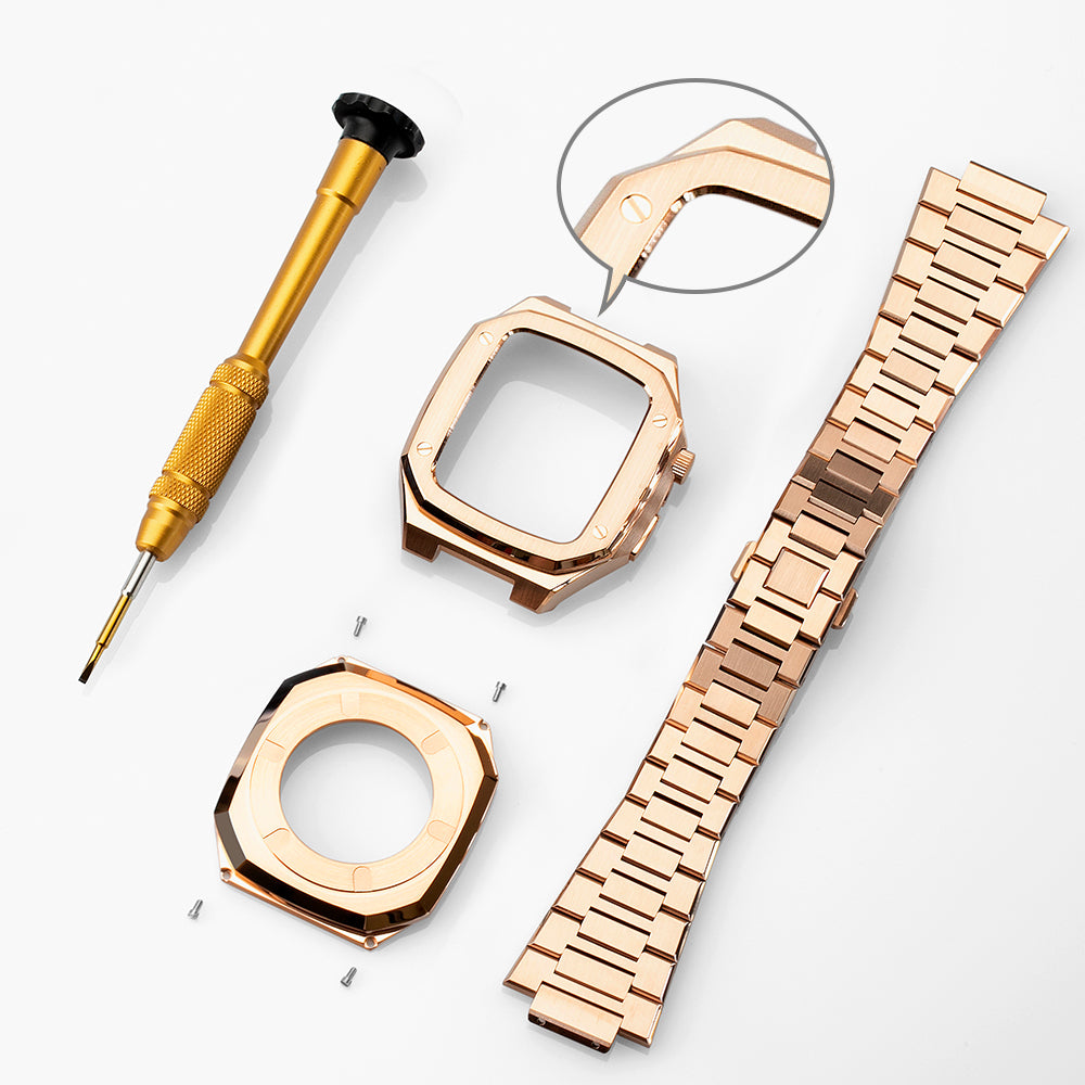 Apple Watch Case 41mm - Rose Gold Case + Rose Gold Bracelet (4 Screws)