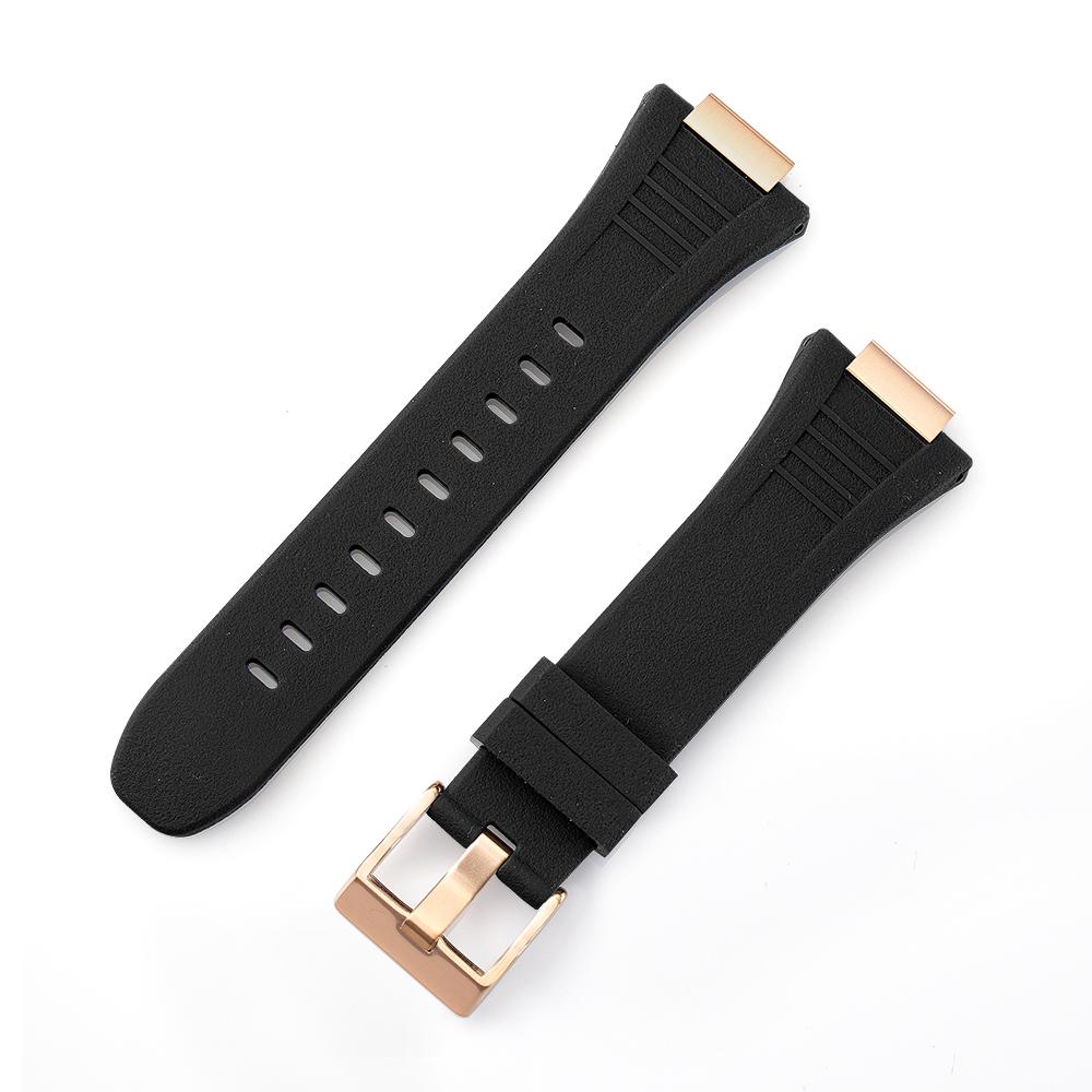 Apple Watch Case 44mm - Black Bezel Rose Gold Case + Silicone Strap (8 Screws)