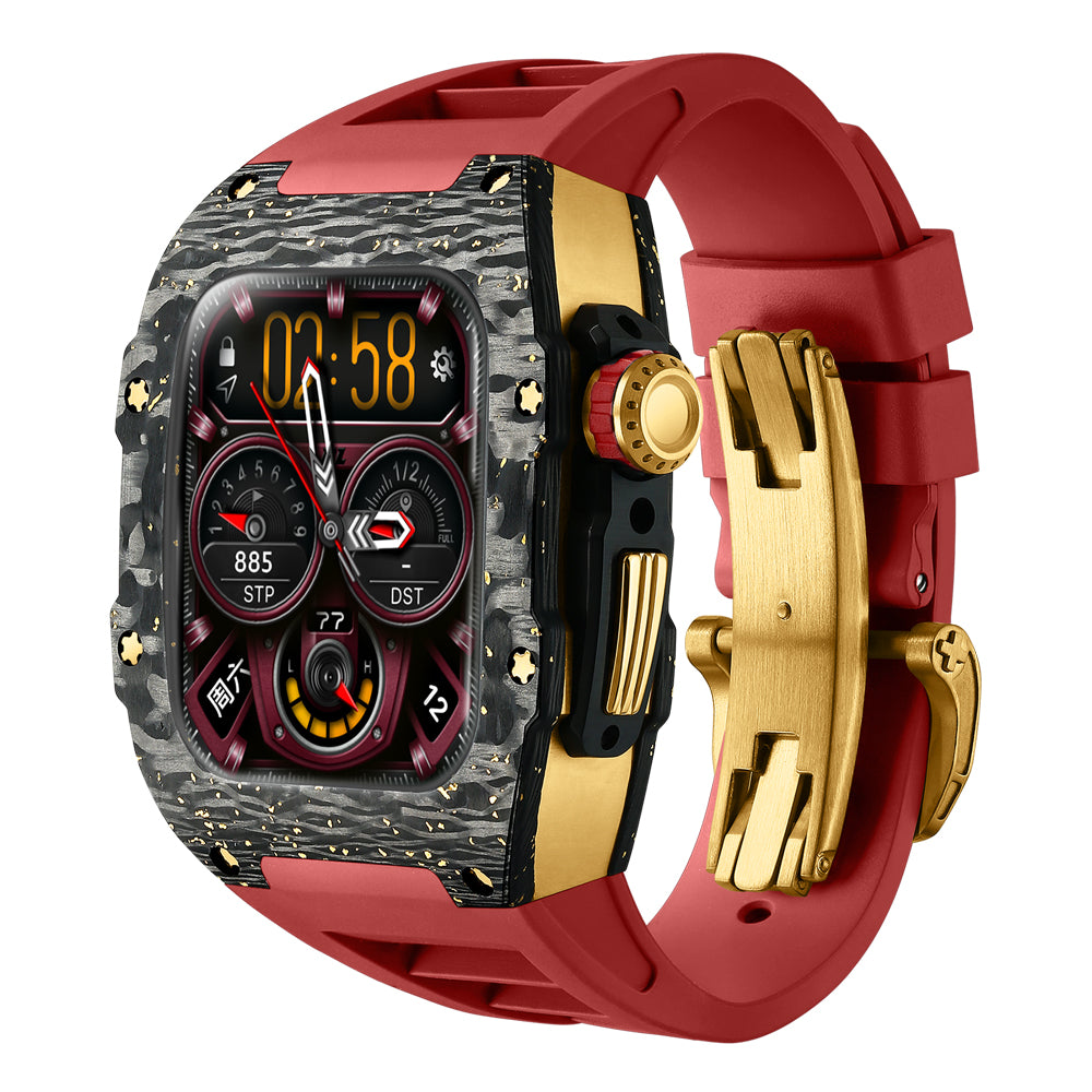 Apple Watch Case for Series 4/5/6/7/8/SE - Gold Foil Carbon Fiber