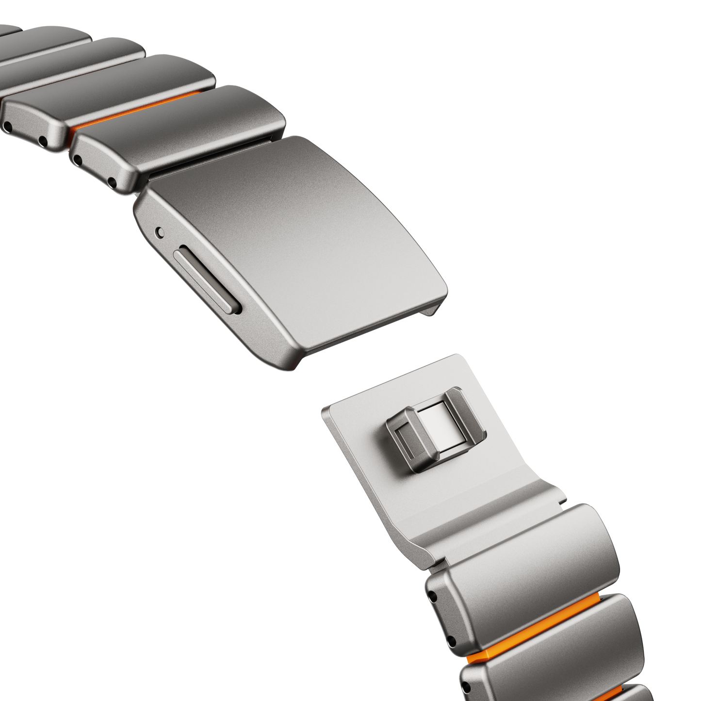 Titanium Silicone Hybrid Apple Watch Band for Apple Watch : Titanium - Orange Silicone Inner Link