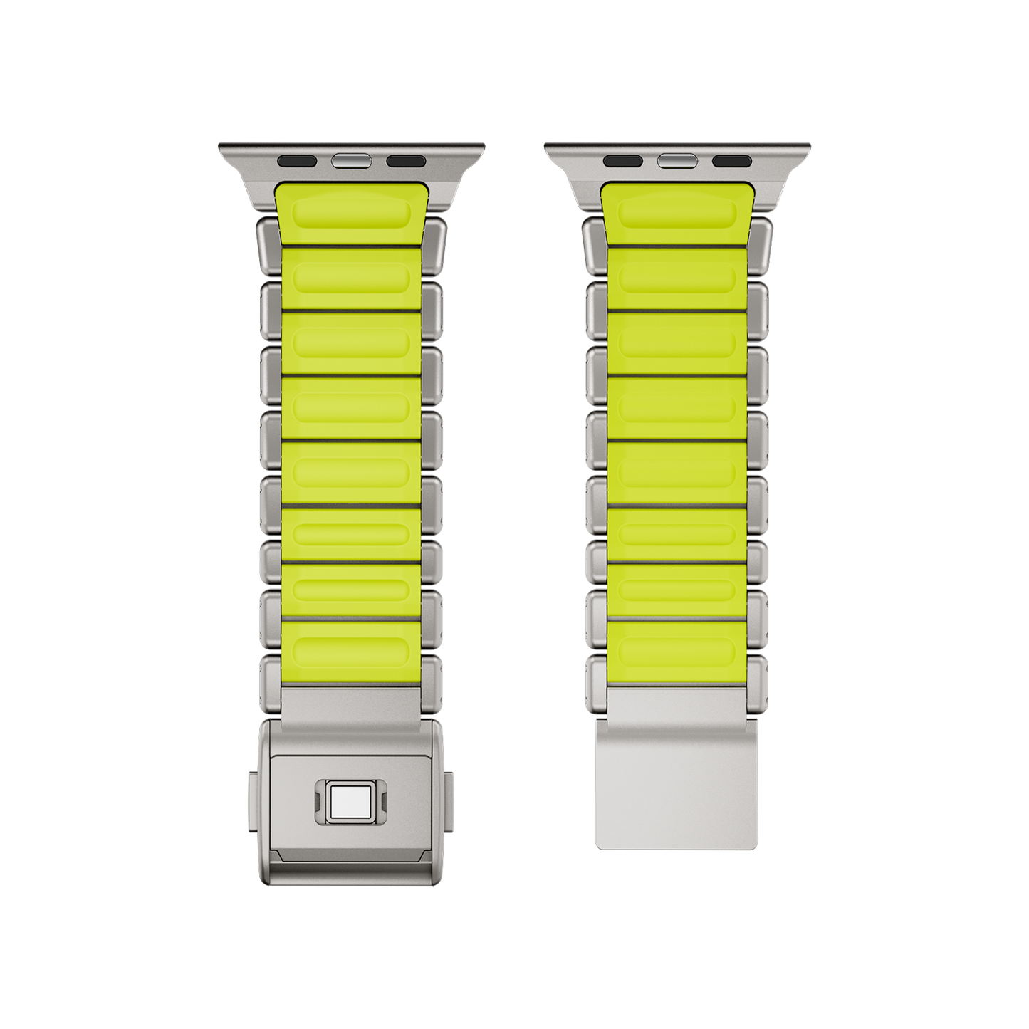 Titanium Silicone Hybrid Apple Watch Band for Apple Watch : Titanium - Neon Green Silicone Inner Link