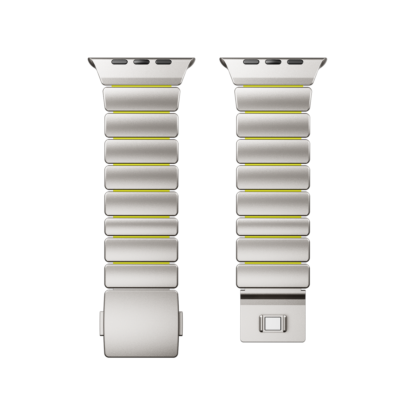 Titanium Silicone Hybrid Apple Watch Band for Apple Watch : Titanium - Neon Green Silicone Inner Link