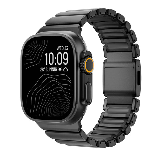 Titanium Silicone Hybrid Apple Watch Band for Apple Watch : Black Titanium - Black Silicone Inner Link