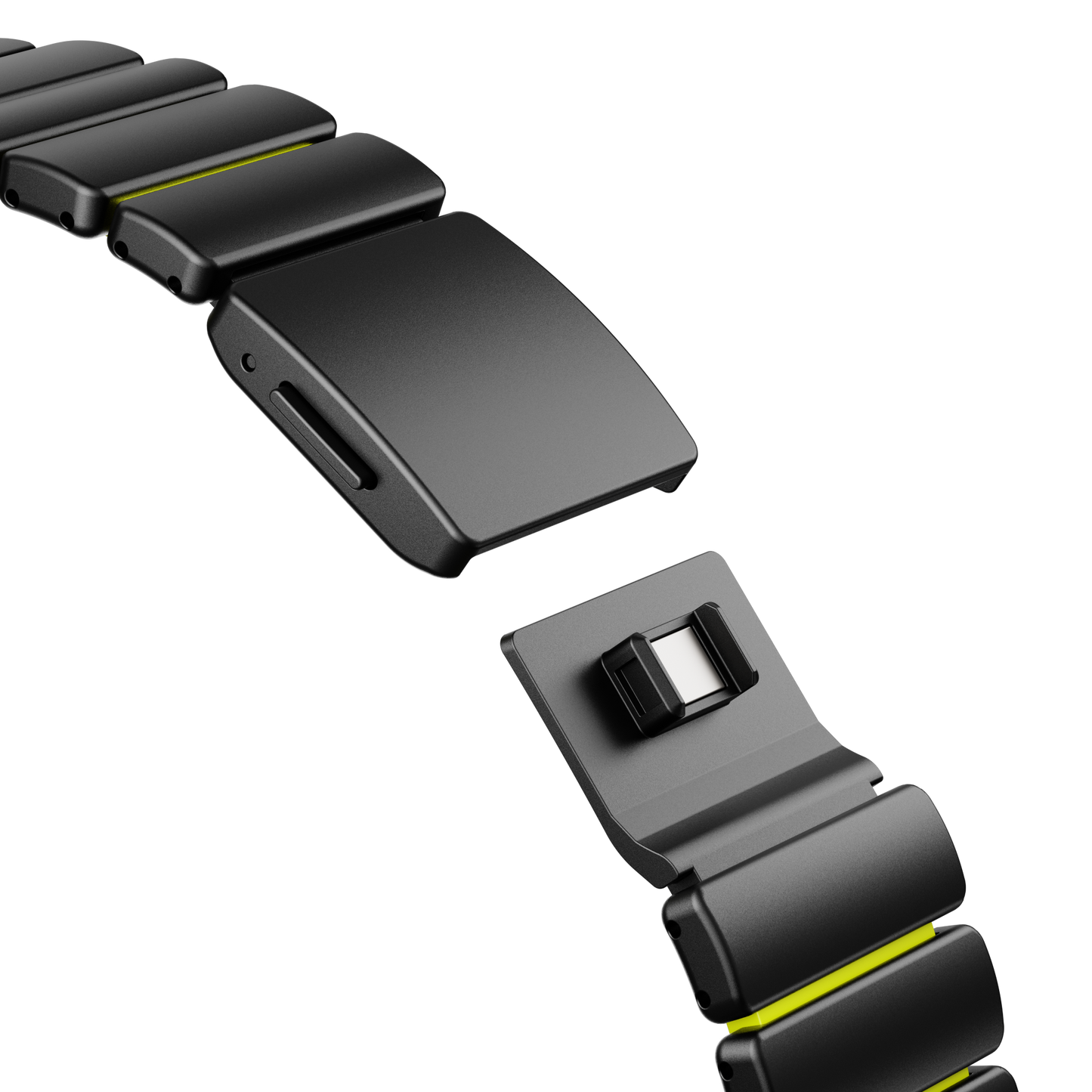 Titanium Silicone Hybrid Apple Watch Band for Apple Watch : Black Titanium - Neon Green Silicone Inner Link