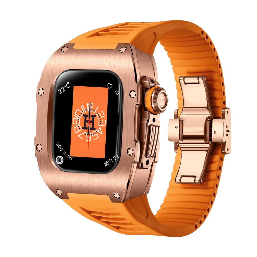 Apple Watch Case for Series 7/8 41MM - Titanium RG Case + Orange Fluoro Strap
