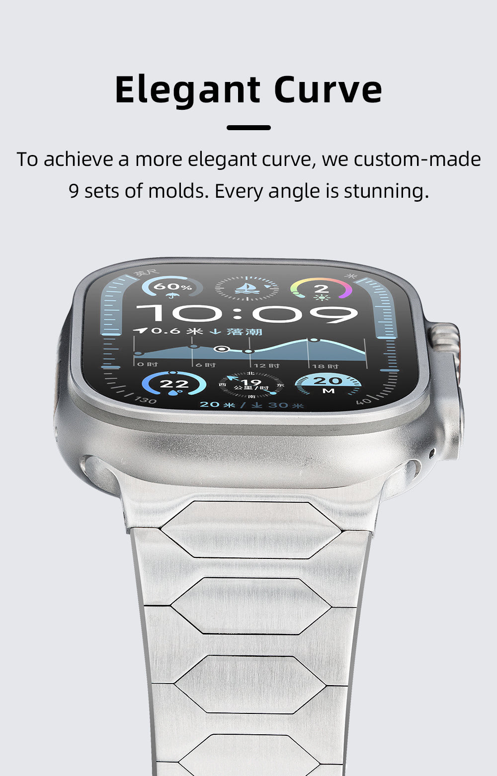 Ultra glattes Edelstahl -Uhrenband für Apple Watch Ultra/Serie 4–10 (49 mm/45 mm/44 mm/42 mm)