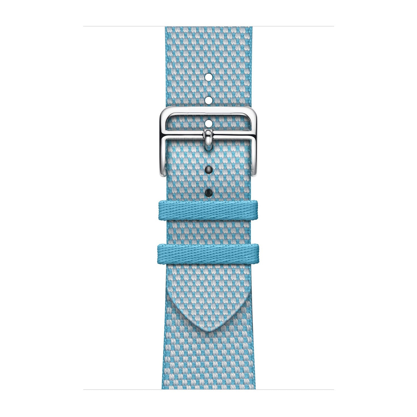 Textured Canvas-Style Nylon Strap for Apple Watch - Bleu Céleste / Ecru