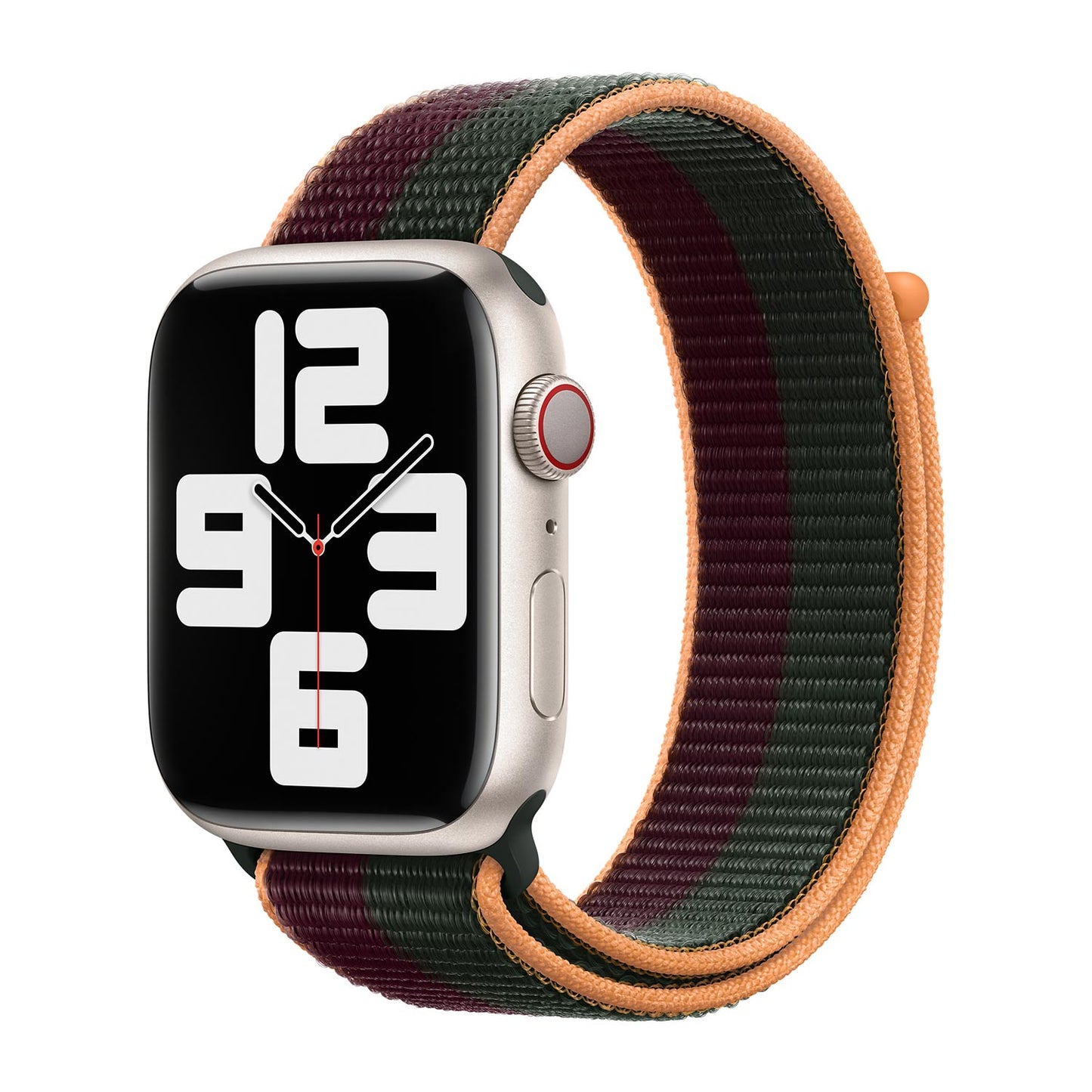 Sport Weave Nylon Loop Strap for Apple Watch - Dark Cherry/Forest Green