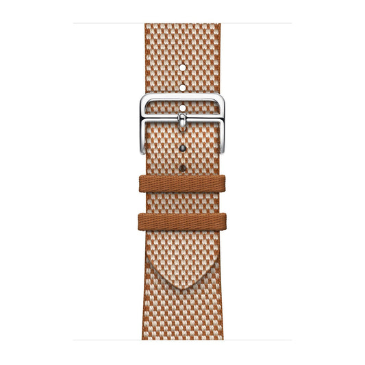 Textured Canvas-Style Nylon Strap for Apple Watch - Gold / Écru
