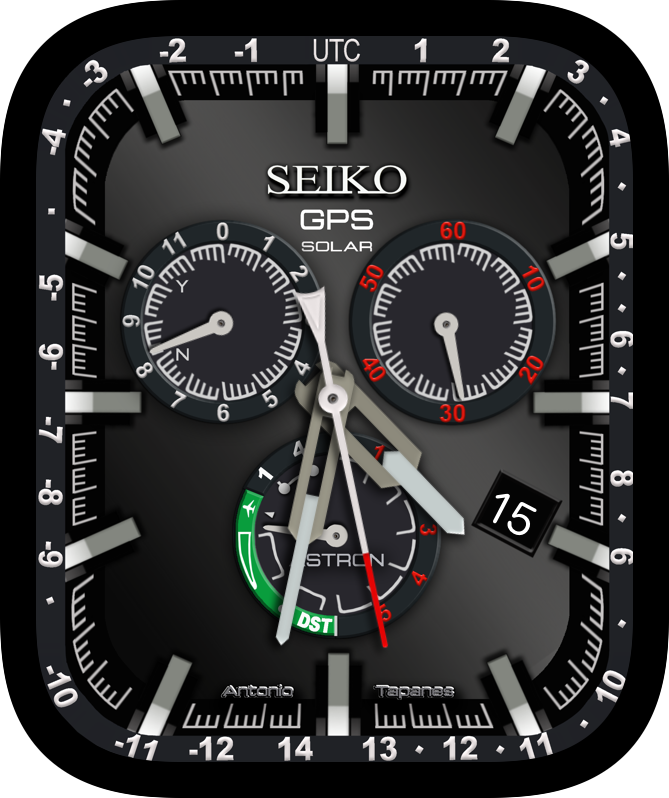 Free Apple Watch Face: Seiko Solar GPS Chronograph