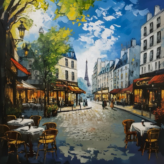 Paris Cafe Street Digital Wallpaper