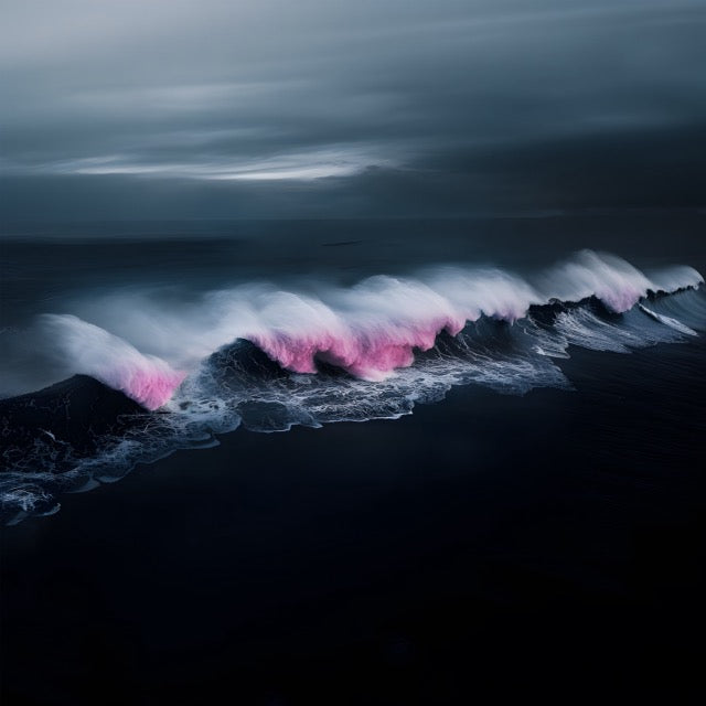 Aegean Pink Waves Digital Wallpaper
