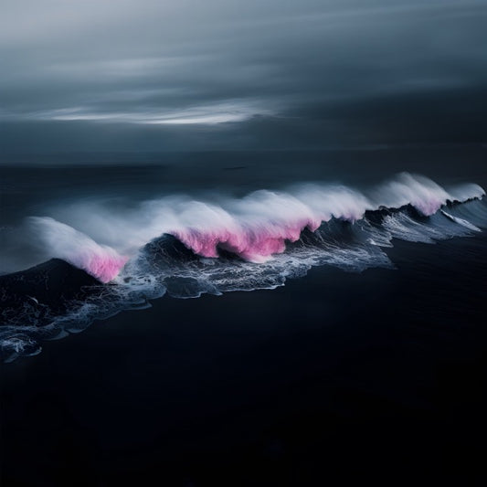 Aegean Pink Waves Digital Wallpaper