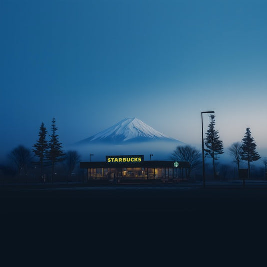 Mount Fuji Starbucks Digital Wallpaper