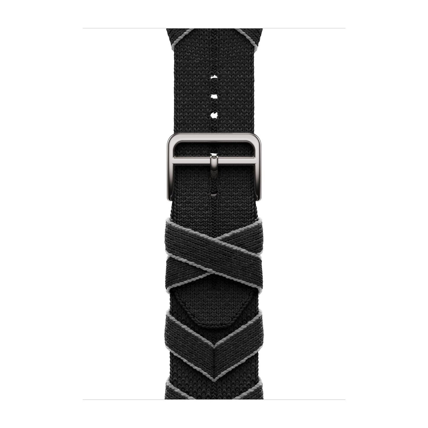 Braided Chevron Nylon Strap for Apple Watch - Noir / Gris