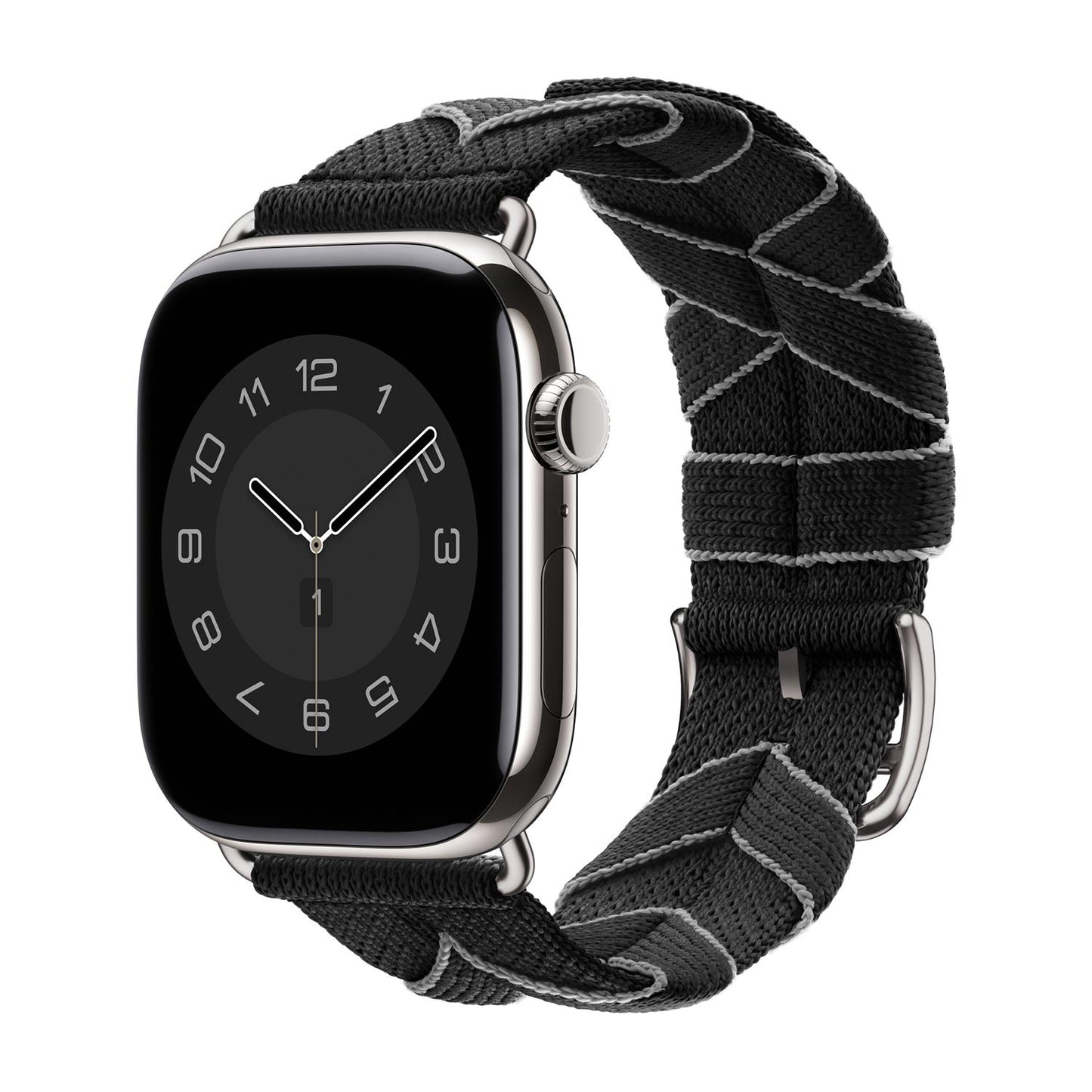 Braided Chevron Nylon Strap for Apple Watch - Noir / Gris