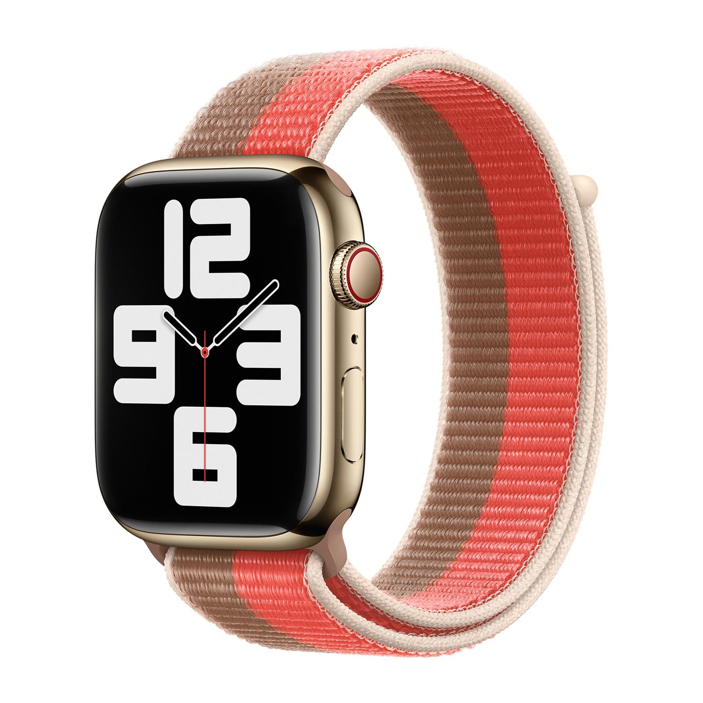 Sport Weave Nylon Loop Strap for Apple Watch - Pink Pomelo/Tan