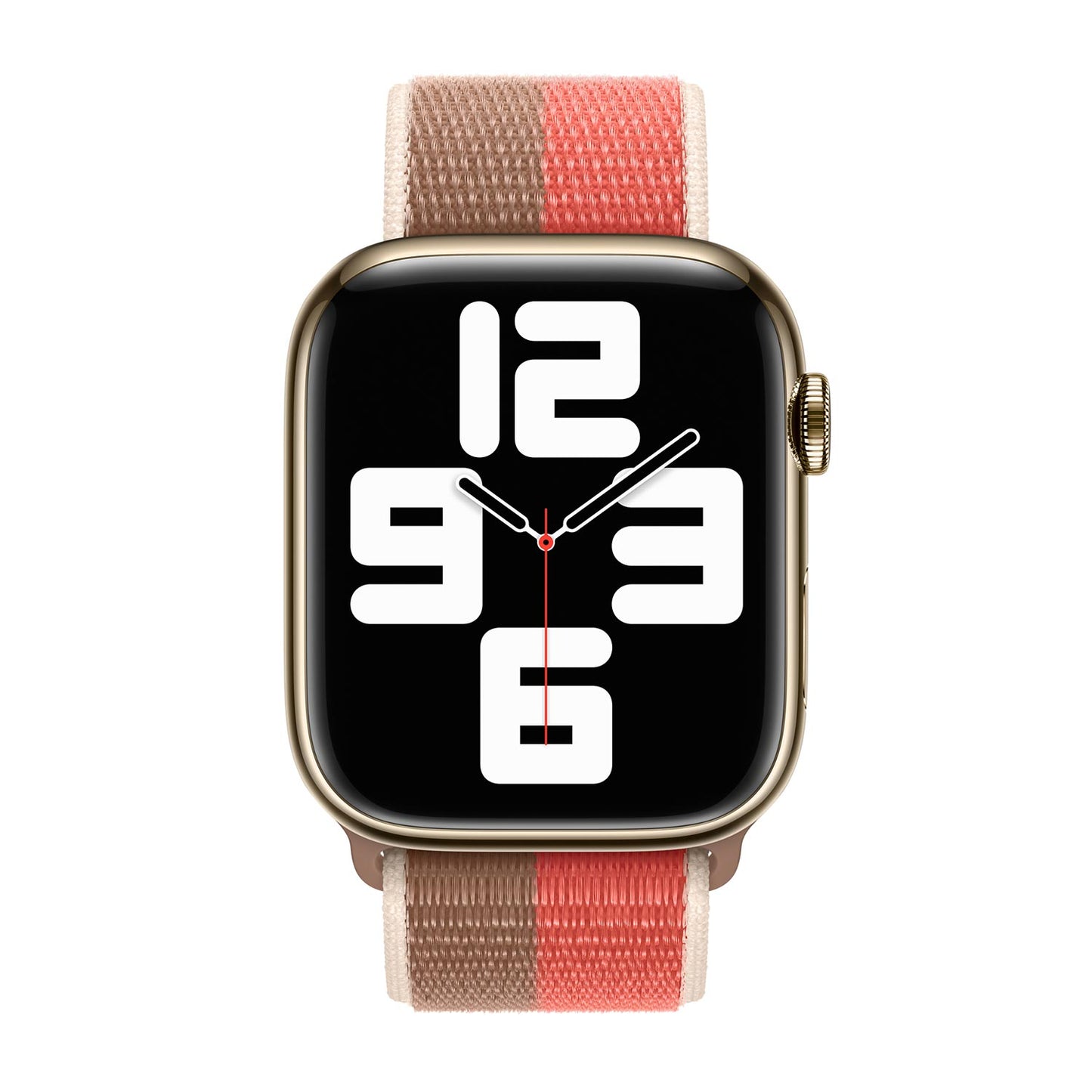 Sport Weave Nylon Loop Strap for Apple Watch - Pink Pomelo/Tan