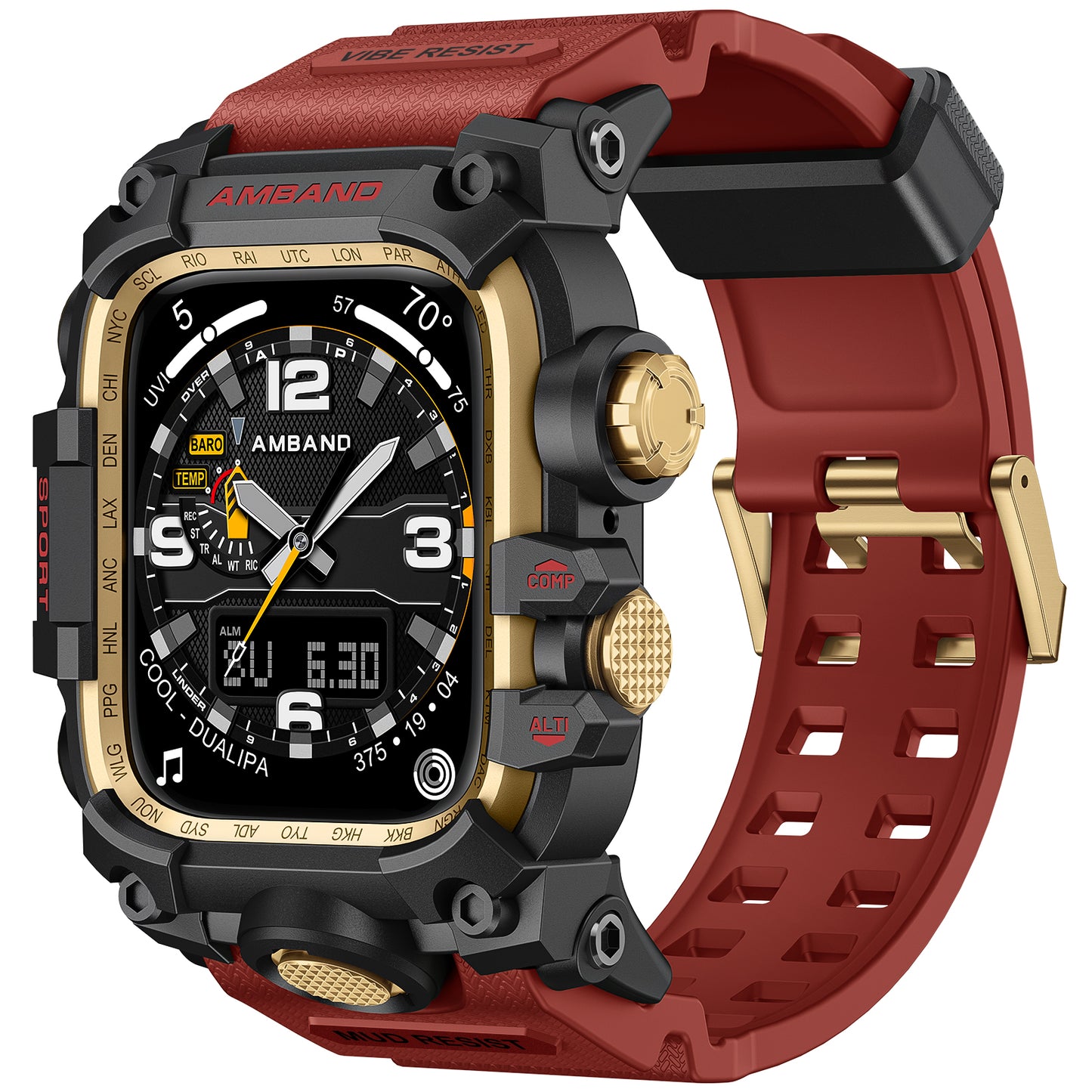 TOUGH M3 46mm - Estuche para Apple Watch Series 10 (Negro Rojo)