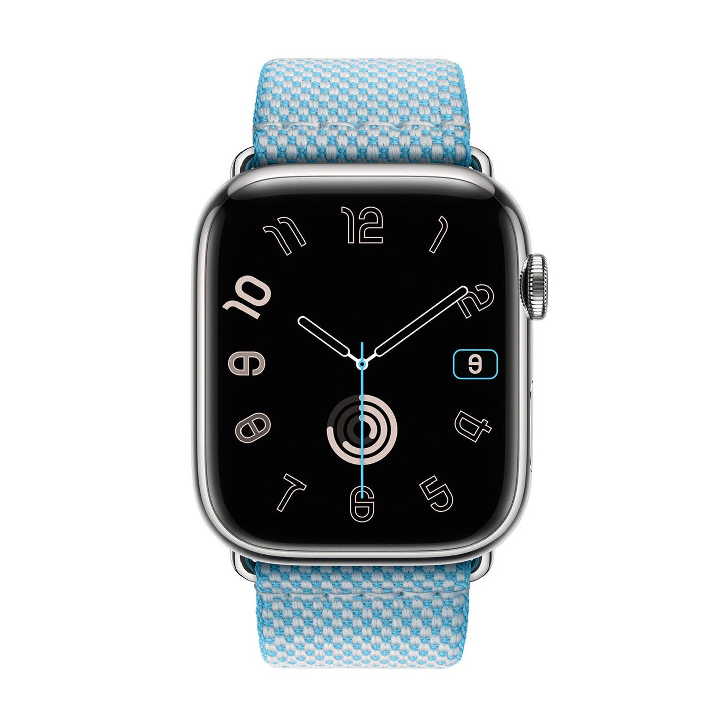 Textured Canvas-Style Nylon Strap for Apple Watch - Bleu Céleste / Ecru