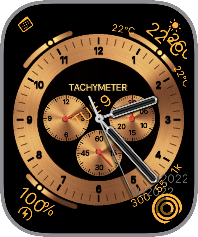 Free Apple Watch Face: Thai Time __  Tachymeter GOLD Aluminum