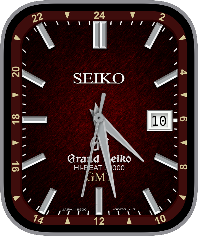 Free Apple Watch Face: Seiko HI.BEAT 36000, Rojo Oscuro