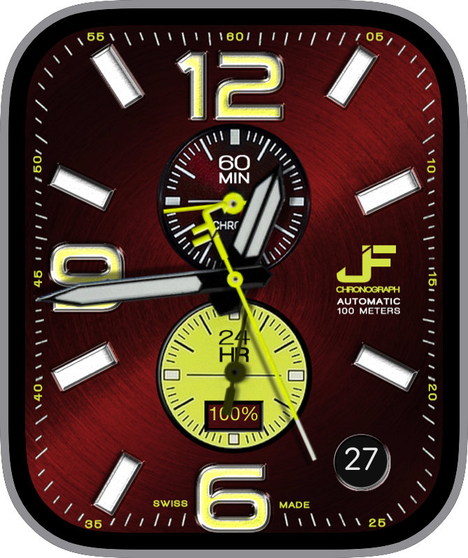 Free Apple Watch Face: JFElectraChronographRed