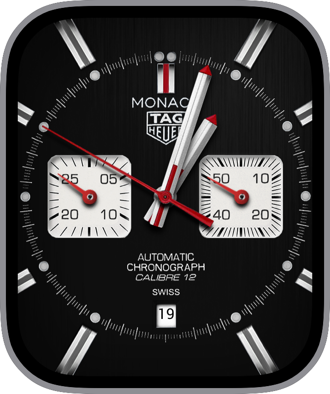 Free Apple Watch Face: Tag Heuer Monaco Black by GHST