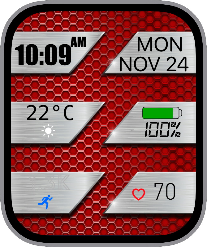 Free Apple Watch Face: Stainless Info Red by Mike Ghiglieri