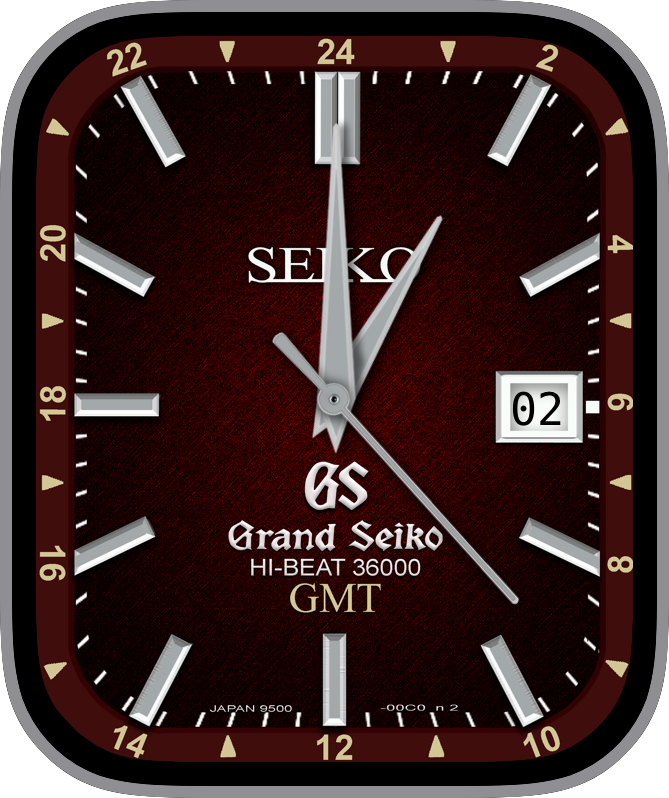 Free Apple Watch Face: Seiko HI.BEAT 36000, Rojo Oscuro