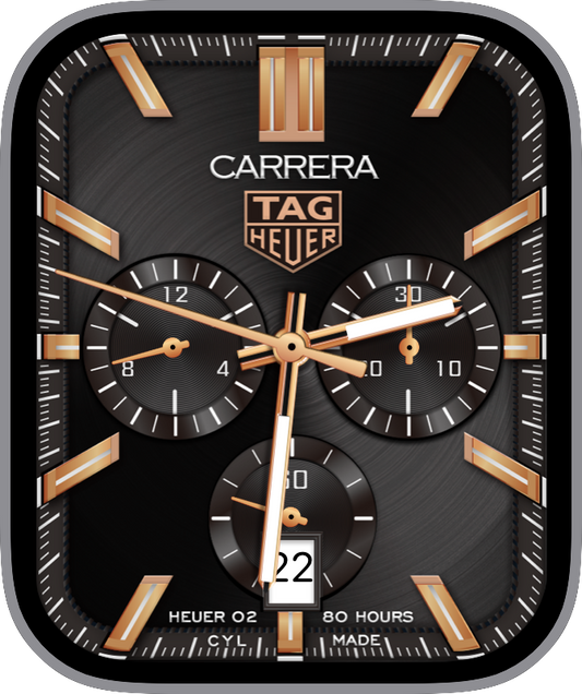 Free Apple Watch Face: TAGHEUER CARRERA-Gold No Bezel by CYL