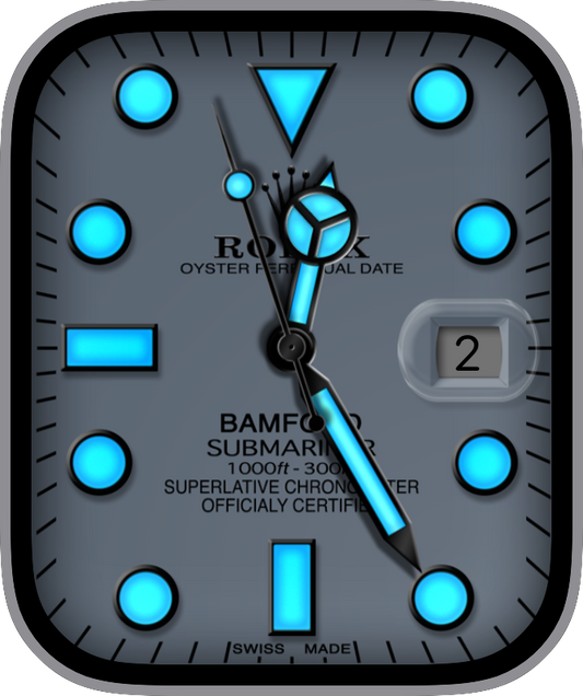 Free Apple Watch Face: ROLEX SUBMARINER  BAMFORD blue dark night(by Reskap)