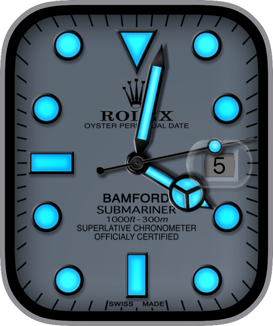 Free Apple Watch Face: ROLEX SUBMARINER  BAMFORD blue dark night(by Reskap)