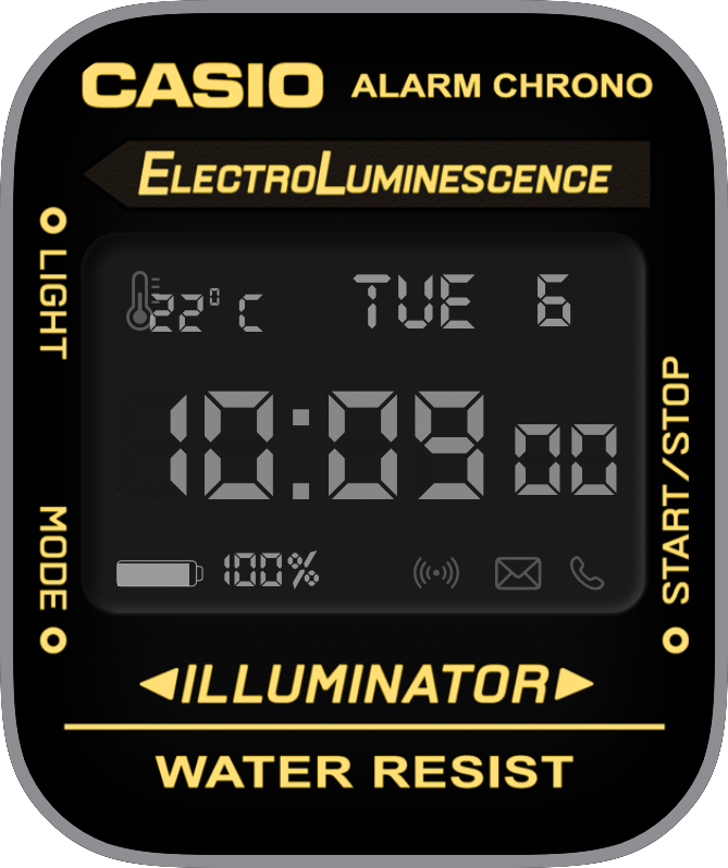 Free Apple Watch Face: CASIO A168W Gold (by Reskap)