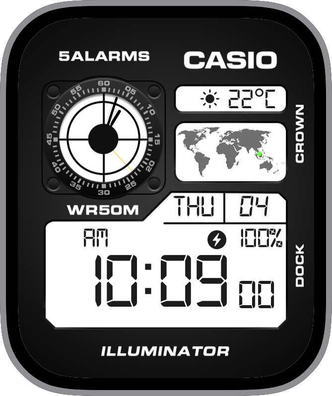 Free Apple Watch Face: CasioBlackWhite