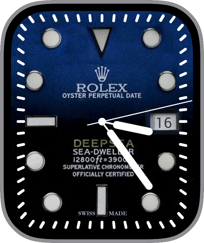 Free Apple Watch Face: Rolex D-Blue Sea-Dweller Black