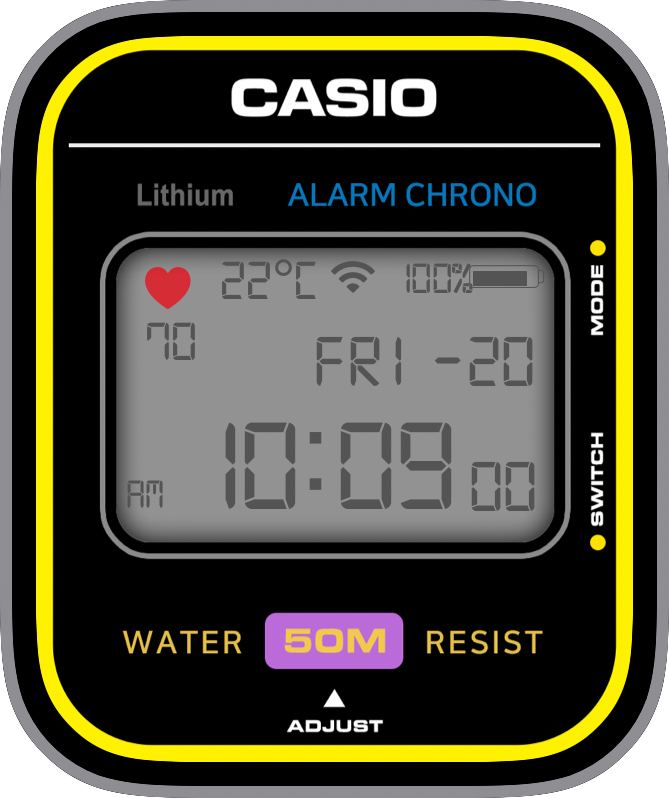 Free Apple Watch Face: Casio W64 Yellow