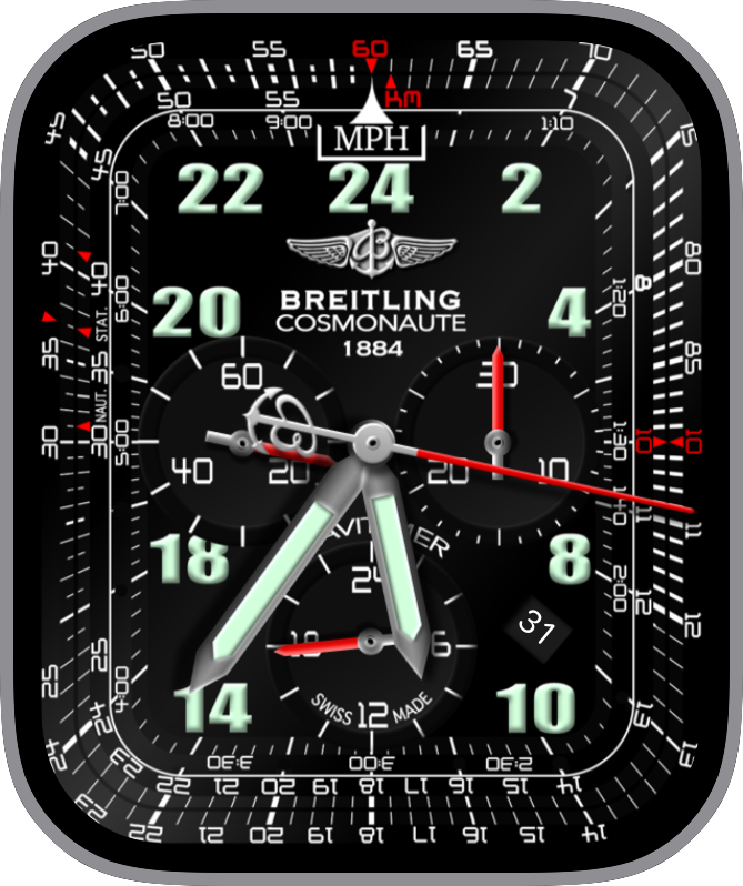 Free Apple Watch Face: BREITLING COSMONAUTE (by Reskap)
