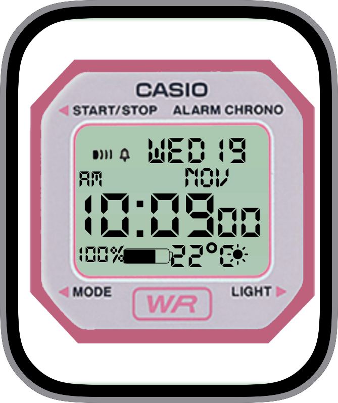 Free Apple Watch Face: Pink G-Shock illumination WR 2