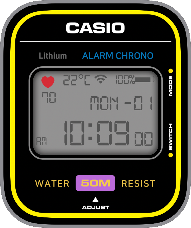 Free Apple Watch Face: CasioYellow