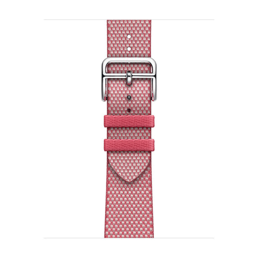 Textured Canvas-Style Nylon Strap for Apple Watch - Framboise / Écru