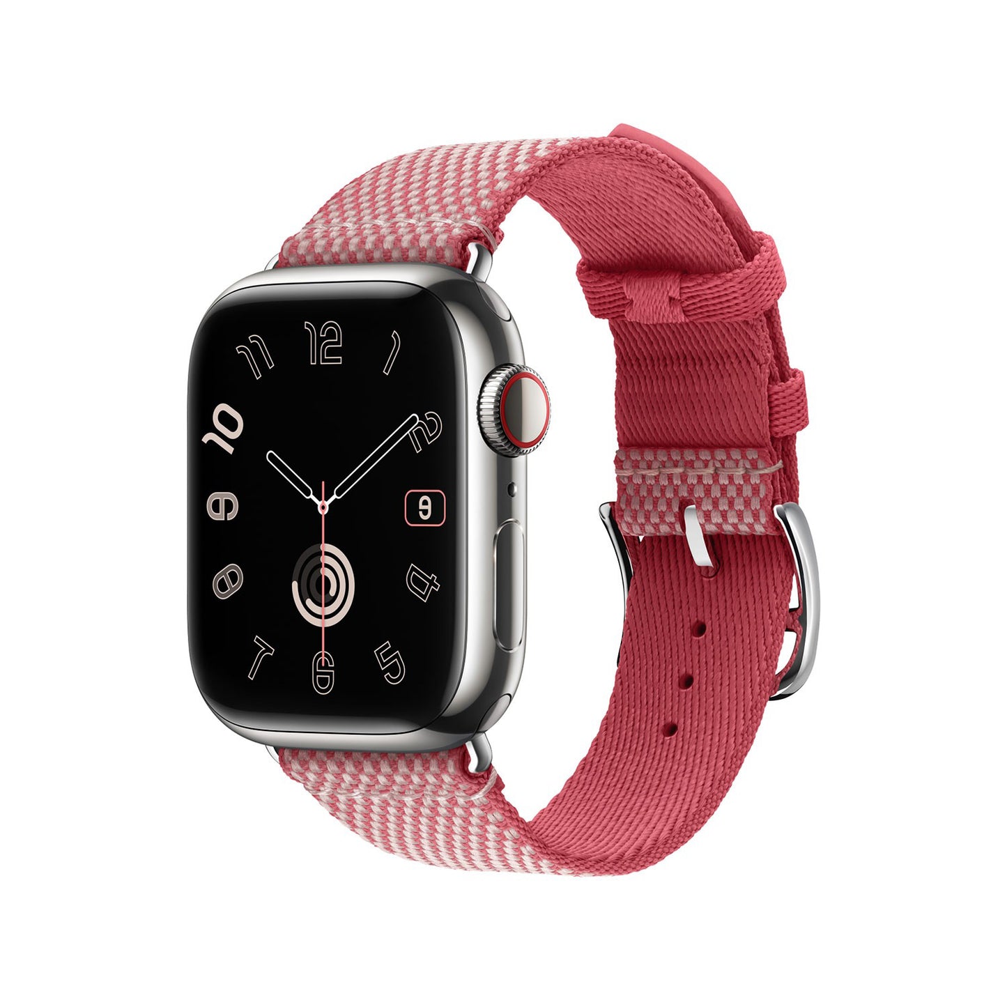 Textured Canvas-Style Nylon Strap for Apple Watch - Framboise / Écru
