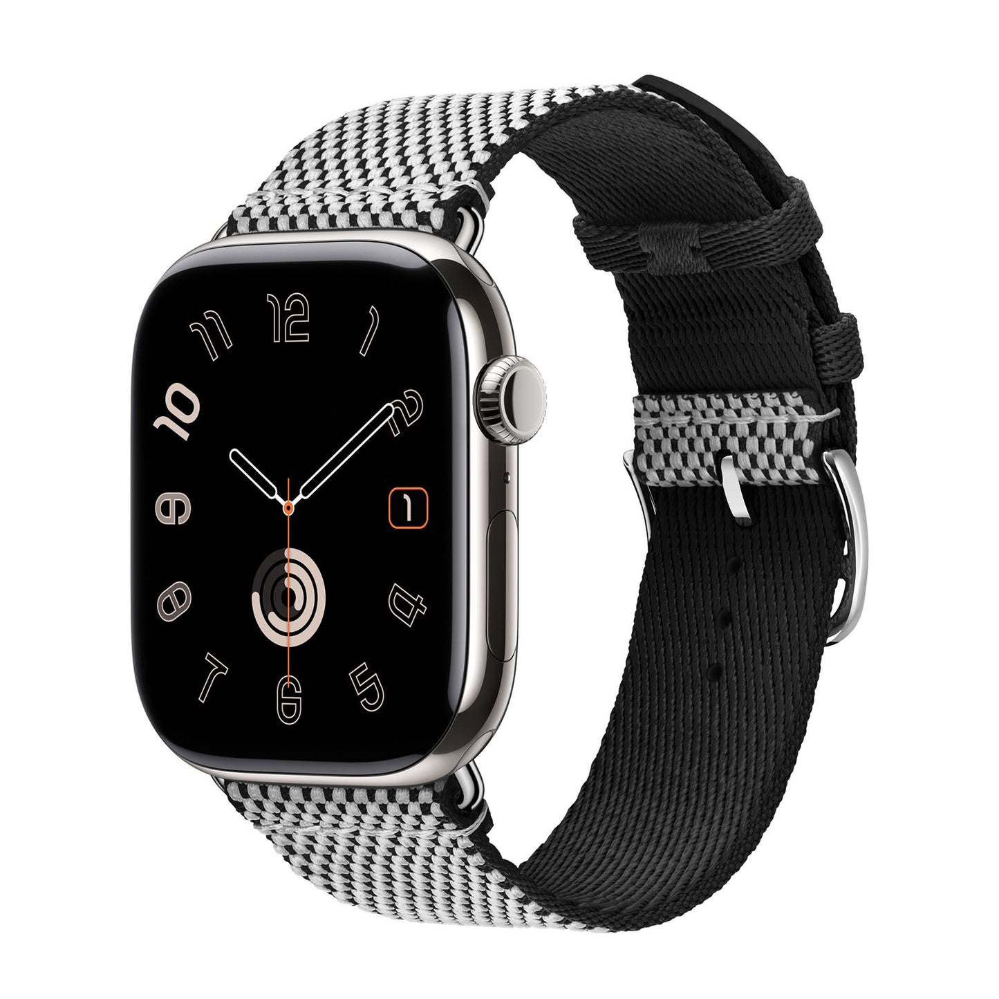 Textured Canvas-Style Nylon Strap for Apple Watch - Noir / Écru