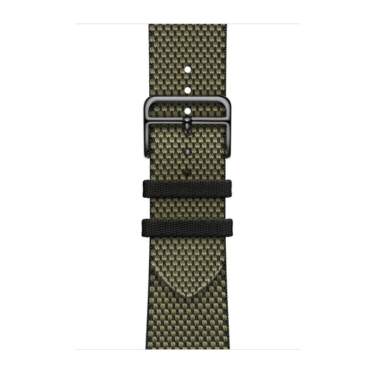 Textured Canvas-Style Nylon Strap for Apple Watch - Vert / Noir